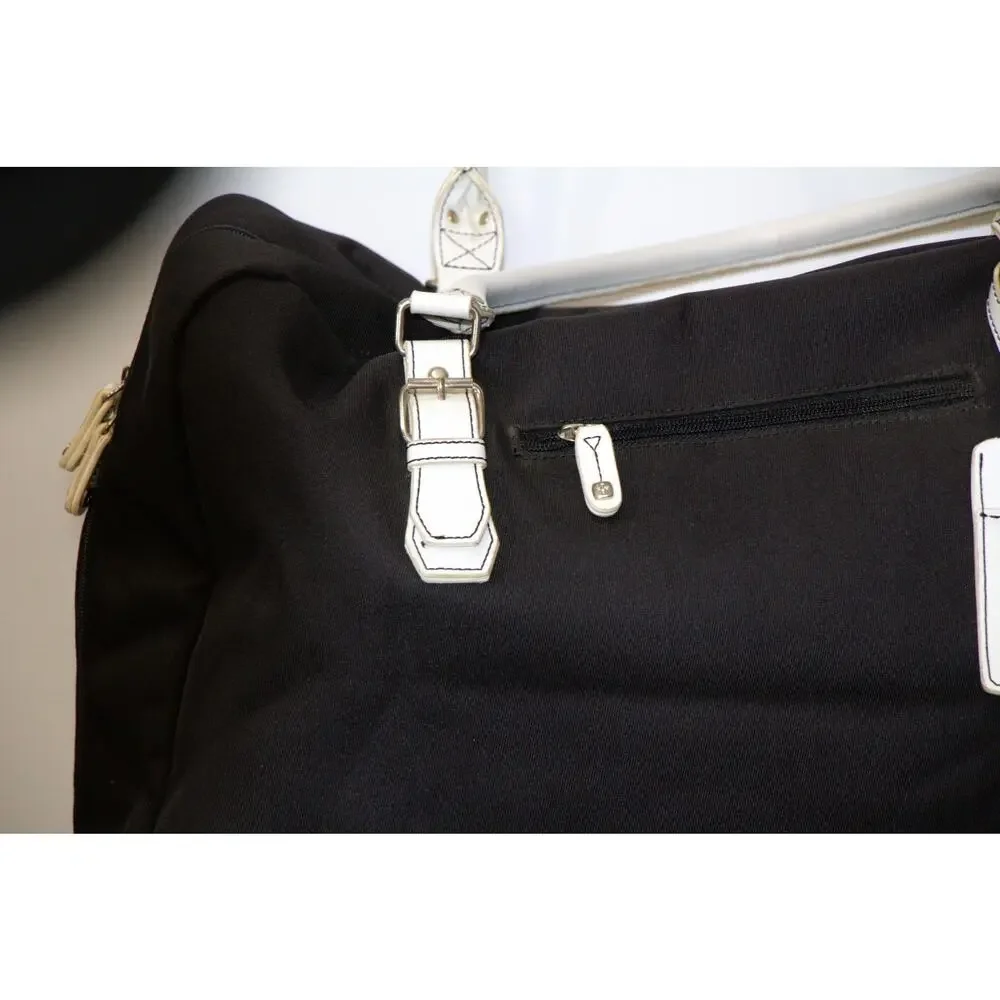 Swiss Gear Black Duffle Bag – White Trim, Travel Gym Weekender, Zip Closure